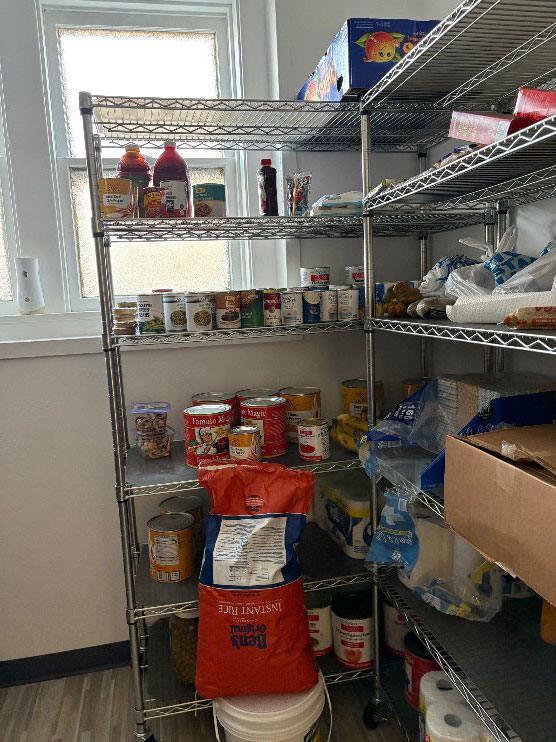pantry shelves full of food